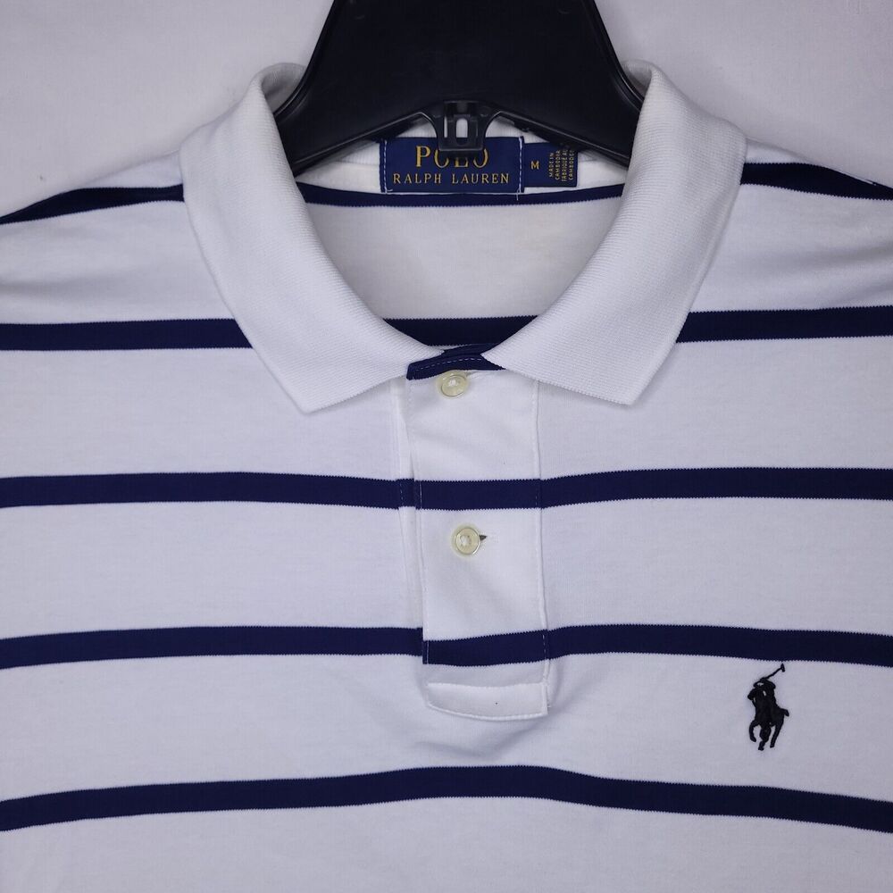 Polo by Ralph Lauren White Polo Shirt with Navy Stripes